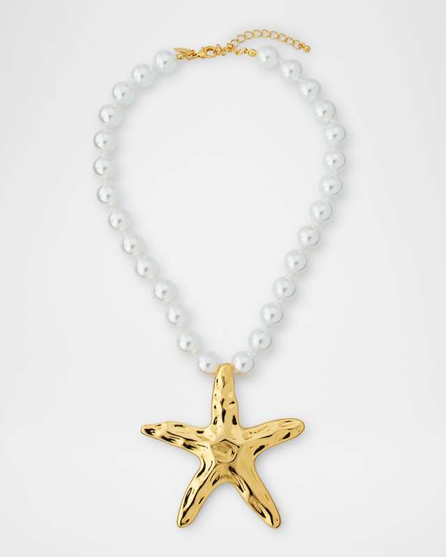 Hand knotted Pearly Necklace with Starfish Pendant